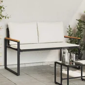 vidaXL klop z blazino Črna in krem bela 115 x 65 x 72 cm Ratan