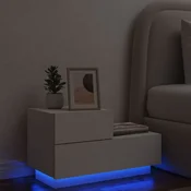 vidaXL Nočna omarica z LED lučkami bela 70x36x40,5 cm