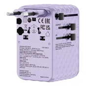 Univerzalni potovalni adapter Verbatim Charge n Travel 100 W GaN III z izvlečnim kablom USB-C - vijoličen (30193)