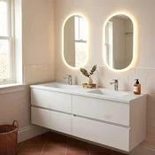 Skye Decor Set kupatilskog ormarica sa umivaonikom i ogledalom, 2 dela, Beli