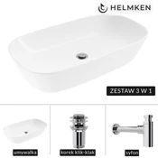 shumee Helmken 39370000 Umivalnik za vgradnjo (70x38) bel + kromiran sifon + kromiran klik-klak čep