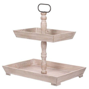 Autronic Kaj še Wooden shelf - two levels, white color (LD-0354)