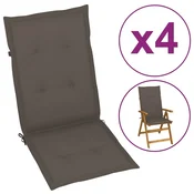Jastuci za vrtne stolice 4 kom smedesivi 120x50x3 cm od tkanine