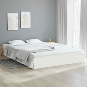 shumee Okvir za posteljo, bel, masivni les, 200 x 200 cm
