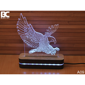 Black Cut 3D Lampa Orao, Toplo bela