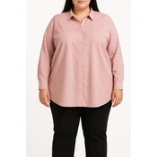 Plus size srajca s potiskom, svetlo roza
