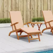 Vidaxl Zložljiv in nagibni ležalnik 2 pcs Bež Masiven les akacije