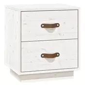 Vidaxl Nočna omarica bela 40x34x45 cm trdna borovina