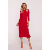 Stylove Womans Elegant dress with a decorative ruffle - red