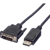 ROLINE Roline DisplayPort / DVI adapterski kabel DisplayPort vtič\, DVI-D 24+1-polni vtič 1.50 m črna 11.04.5619 zaščiten DisplayPort kabel, (20418738)