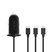 USB avto adapter 4 v 1 + USB – črn