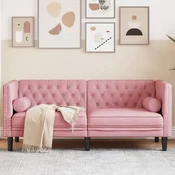 Chesterfield sofa s jastucima za 2 osobe, ružicasti baršun