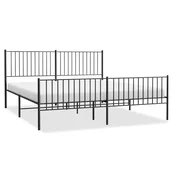 Vidaxl Kovinski posteljni okvir z vzglavjem in vznožjem črn 183x213 cm