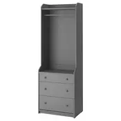 HAUGA Otvoreni garderober s 3 fioke, siva, 70x199 cm
