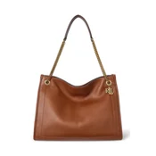 Usnjena torbica Lauren Ralph Lauren rjava barva, 431969352