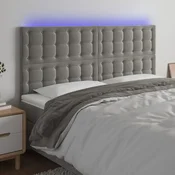 Vidaxl vidaXL Vzglavje postelje z LED svetlo sivo 200x5x118/128 cm žamet