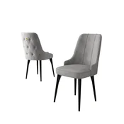 Hanah Home set trpezarijskih stolica Enoa 2 kom, siva tkanina Babyface, crne drvene noge