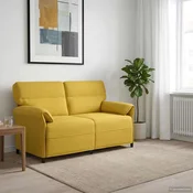 Sofa 100% poliester metalna konstrukcija MDF Šperploca - Svjetložuta 2-sjedalo (140 cm)