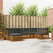 Set vanjskih sofa 6 kom. Prirodna i antracit 325 x 166,5 x 73 cm