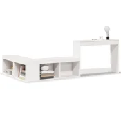 Vidaxl Nočna omarica z mizo bela 232x122x75 cm masiven les borovina