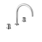ULTRASAN Mešalna pipa za umivalnik s 3 luknjami, krom - Chrome - Sapho - ULTRASAN - 72 - Medeninasti - Gumb - Krožni - 235 - 14