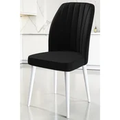 Hanah Home set trpezarijskih stolica Etra 8 kom, crna tkanina Jerry, bele drvene noge