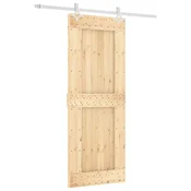Vidaxl Drsna vrata Naravna in bela 80 x 210 cm Masiven borov les
