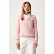 U.S. Polo Assn. pulover ženski bombažen V-NECK CABLE