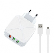LDNIO A3310Q (86819) kucni punjac 3xUSB 3.0 sa micro USB kablom beli