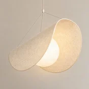 Lucande LED-visoka svetilka Tamani, bež, lan, dim to warm - Dnevna soba/jedilnica - Dizajn - bež, bela - Tkanine/tekstil