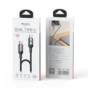 USB-C na USB-C kabel Yesido CA185 240 W 200 cm crni