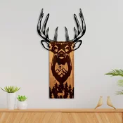 Wallity Zidna dekoracija Deer in Mountain, 48 x 58 cm, Smeda
