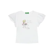 Otroška bombažna kratka majica United Colors of Benetton bela barva, 3I1XG10IU