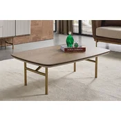 Casa Padrino luxury coffee table brown/light gray/brass 120 x 68 x H. 35 cm - Rectangular solid wood living room table - Living room furniture - Luxury furniture - Luxury furnishings