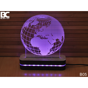 Black Cut 3D Lampa Planeta Zemlja Roze