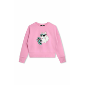 Otroški pulover Karl Lagerfeld roza barva