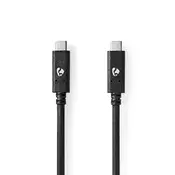 Nedis CCGW64750BK10 USB C - USB C (USB-C) kabel, USB 3.2 Gen 2, 100W, 4K60Hz, 10 Gbps, duljina 1 m
