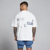 MP Mens Hybrid Graphic Oversized Cotton T-Shirt - White/Slate Blue - L
