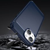 HURTEL Ohišje Carbon Case za iPhone 14, fleksibilna silikonska zaščita za hrbtno stran, modra