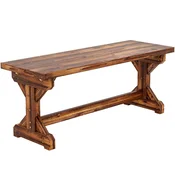 OUTSUNNY Vrtna klop 2 sedeža iz smrekovega lesa z x podstavkom, zunanja klop rustikalnega sloga brez naslonjala, za teraso, portik, balkon, 114D x 40G x 46V cm, karbonizirana