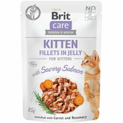 Brit Care Cat kapsule. Kitten Fillets in Jelly with Savory Salmon 85 g