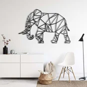 WallXpert metalni zidni ukras 5310, geometrijski slon, 75 x 50 cm, crni