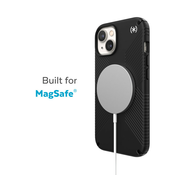 Speck Presidio2 Grip + MagSafe - iPhone 14 maska s MICROBAN premazom (crna / crna / bijela)