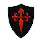 shumee Našitek Rdečega križa svetega Jakoba na črnem ščitu - Prišiven - Vezen našitek/značka/emblem