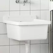 Vidaxl Stenski umivalnik bel 40x40x24 cm smola