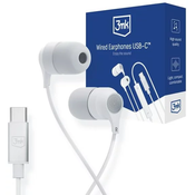 3MK Wired Earphones USB-C in-ear headphones white/white USB-C