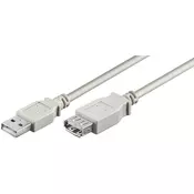 MicroConnect Kabel USB2.0 podaljševalni A-A 1m M-F Siv
