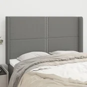 Vidaxl vidaXL Vzglavje s krilci temno sivo 147x16x118/128 cm blago