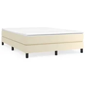 Vidaxl Posteljni okvir z vzmetmi krem 140x190 cm umetno usnje