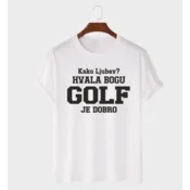 MAFIMI Majica Kako ljubav hvala bogu GOLF je dobro, Bela